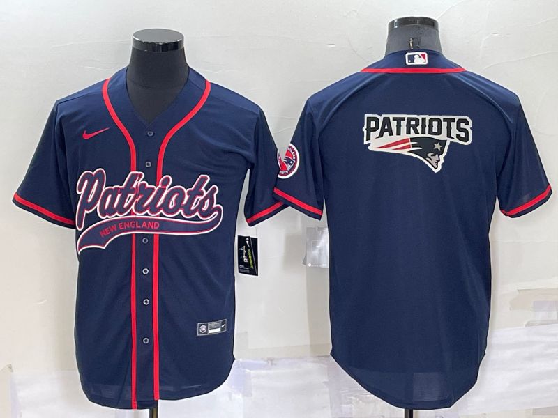 Men New England Patriots Blank Blue 2022 Nike Co branded NFL Jerseys1